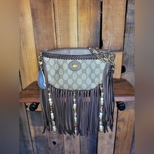 Gucci Bag revamped fringe upcycled Boho Louis Vuitton Western bag boho